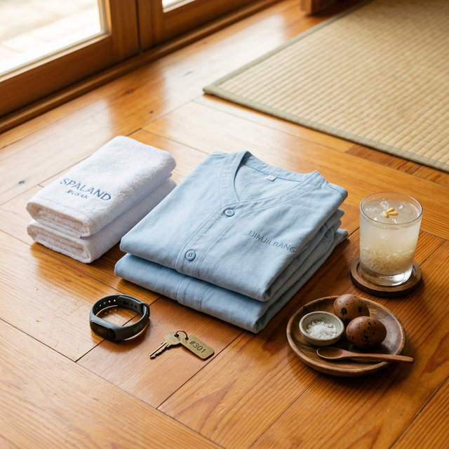 Korean Jjimjilbang Essentials Kit: Uniform, Towels, Sikhye and Eggs