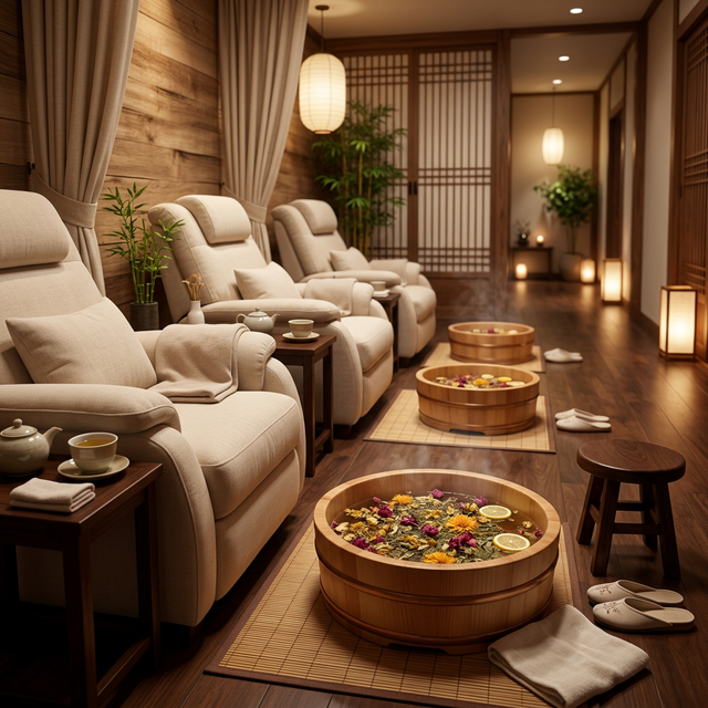 Cozy Interior of a Premium Korean Foot Massage Shop