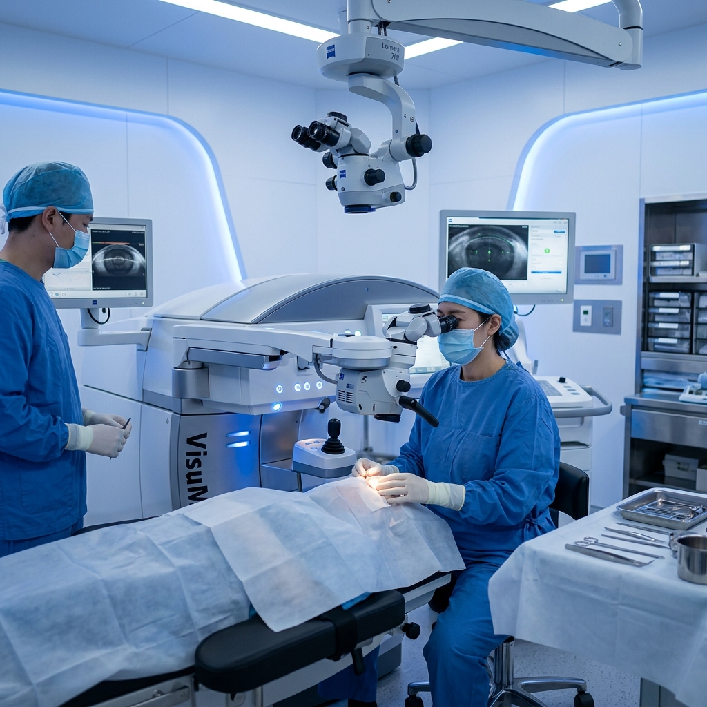 Modern LASIK eye surgery equipment in a Korean clinic
