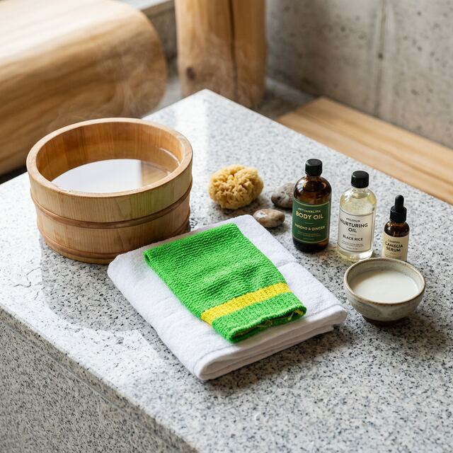 Traditional Korean Bathhouse Items and Italy Towel