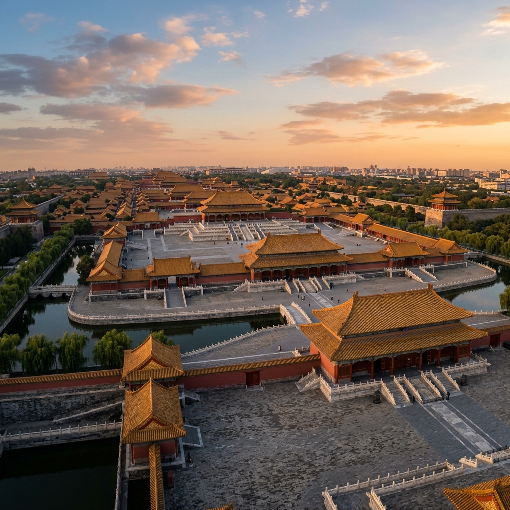 The Meridian Gate and the Forbidden City's vast outer courtyard, Beijing