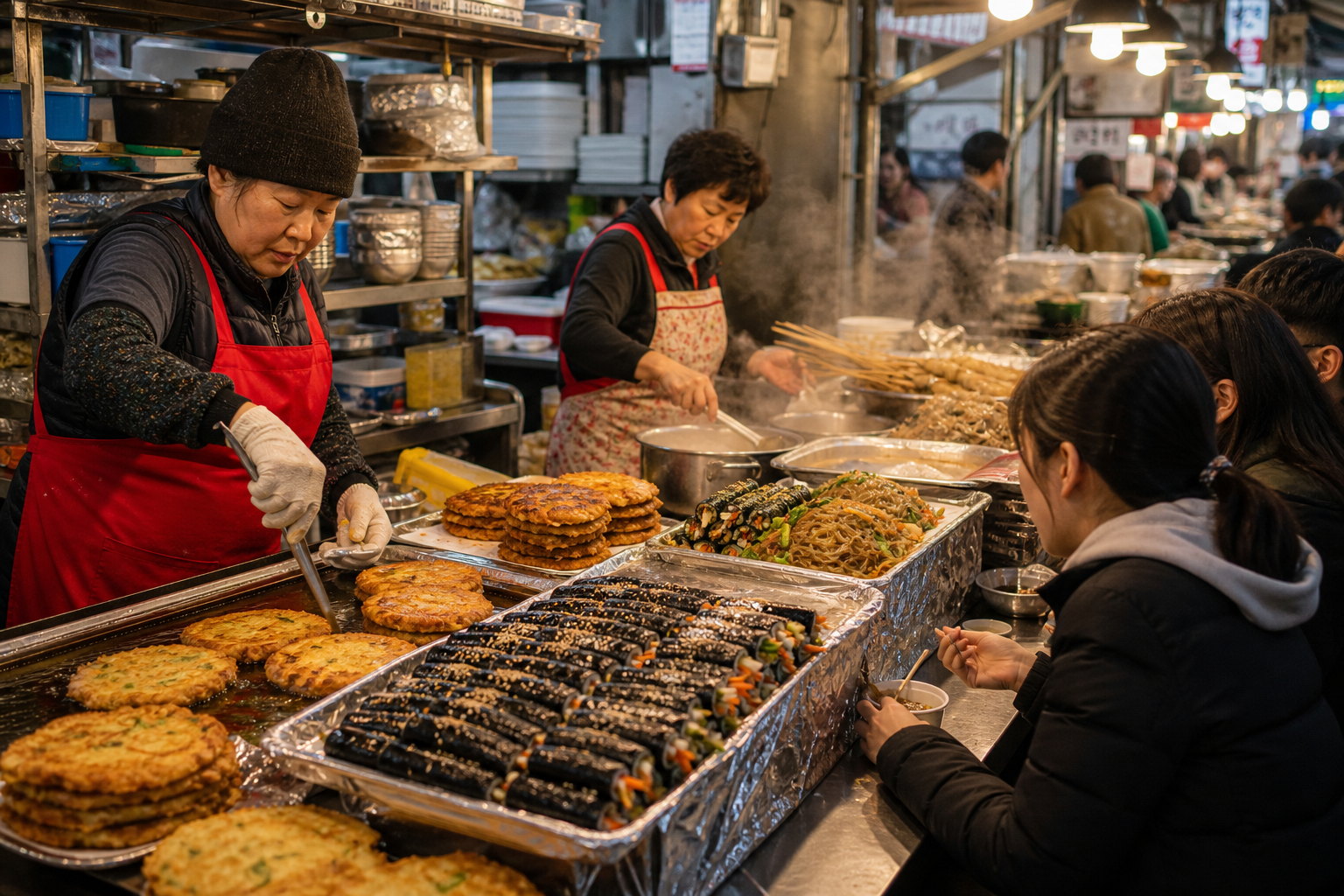 Street food and cooking lesson setup in Seoul
