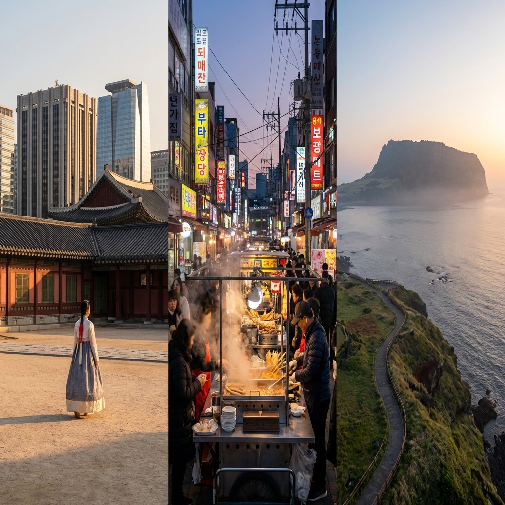 Seoul skyline with N Seoul Tower at sunset